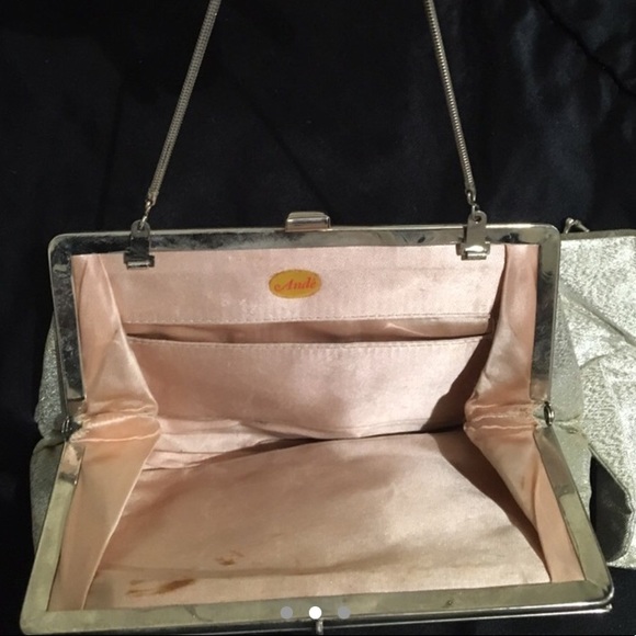Vintage silve lamé clutch - Picture 2 of 3